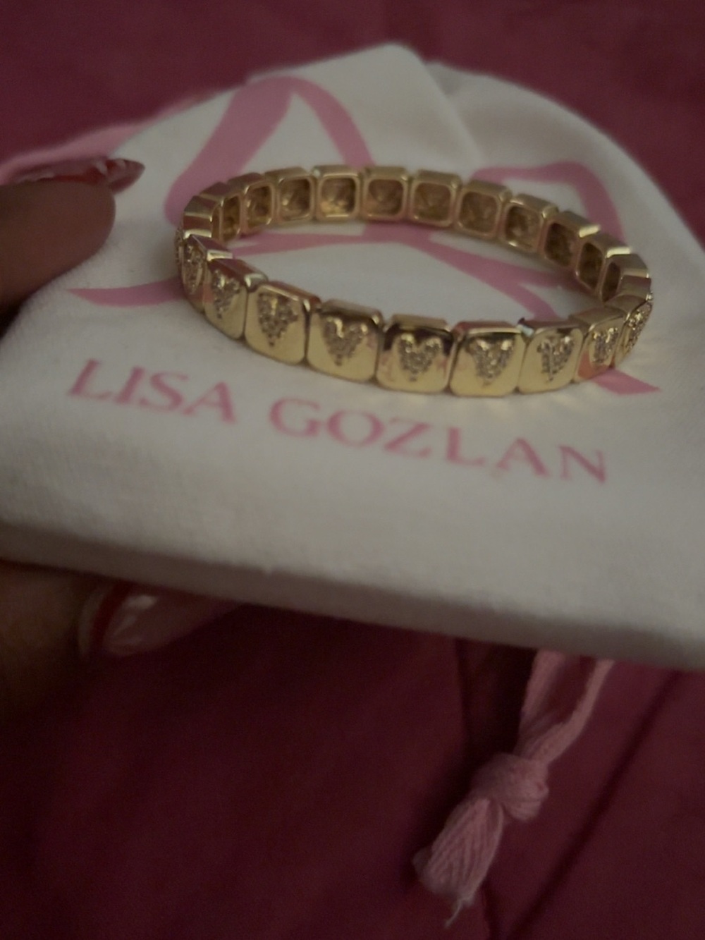 Gold Heart Link Stretch Bracelet